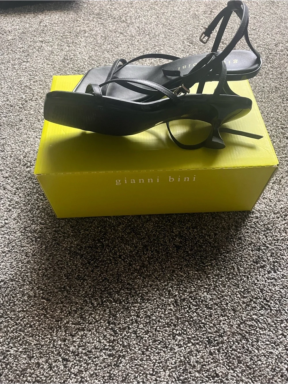 Gianni Bini Black Strappy Square-Toe Heels
